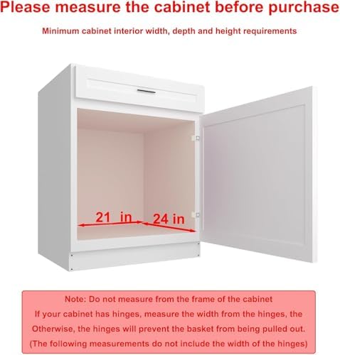 2 Tier Pull Out Cabinet Organizer, 23"W x 21"D Solid Wood Heavy-Duty Base Bottom Assembly Slide out Drawer Shel Cabinet Organization for Kitchen, Pantry, Bathroom - Image 5