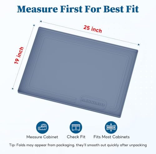 Aisslro Waterproof Under Sink Mat 25"x19", Silicone Mat, Dark Blue - Image 2