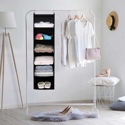MAX Houser 6 Tier Hanging Closet Organizer with 2 Sturdy Hooks, Black - Image 6