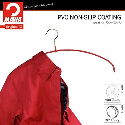 Mawa by Reston Lloyd, Euro Ultra-Thin Series, Non-Slip Space Saving Clothes Hanger, Style 40/PT for T-Shirts, Blouse, & Sun Dresses, Set of 4, Red - Image 3
