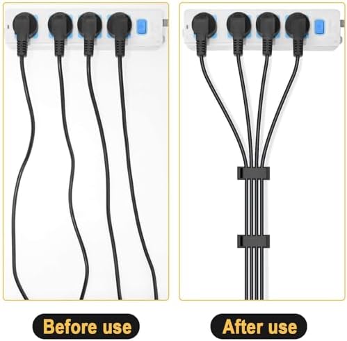 5Pcs Self Adhesive Cable Management Clips,Cable Organizers Wire Clips Cord Holder for PC Laptop Ethernet Cable Desktop Home Office(2.1’’ x 0.75’’ x 0.28’’, Black) - Image 6