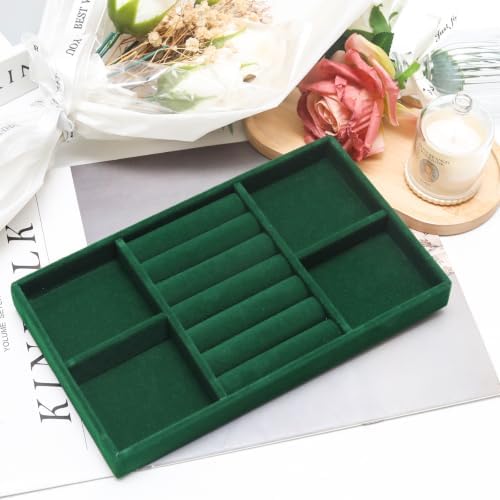 Velvet Jewelry Trays for Drawers, Dark Green 2-in-1 - Image 4