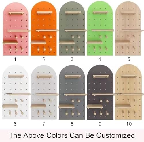 2-5 Panel Pegboard Partition Screen,Room Divider Wall with Storage Rack,Folding Pegboard Room Divider Panel,for Bedroom Bazaar Jewelry Store(Wood Color,180x40cm-3 Panel) - Image 6