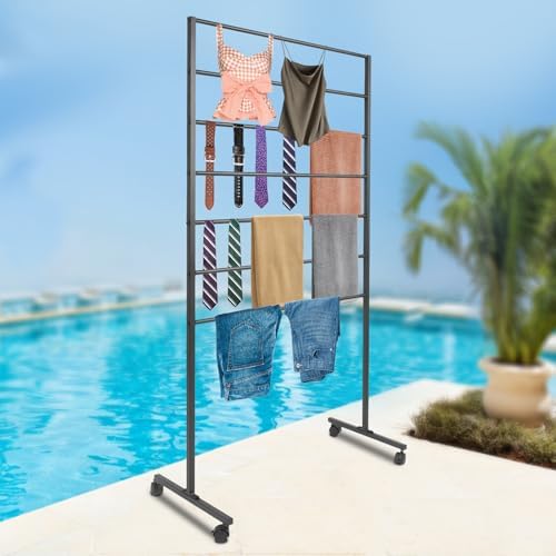 7 Tiers Rolling Display Tie & Scarf Rack Towel Belt Hanger - Image 5