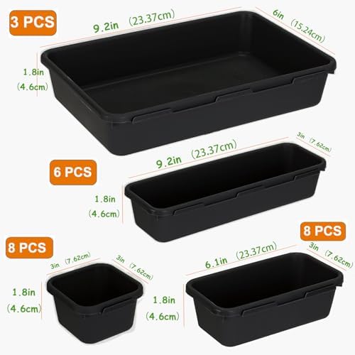 Kutesna 25 PCS Drawer Organizers Set, 4 Size Plastic Storage Bins（Black ） - Image 2