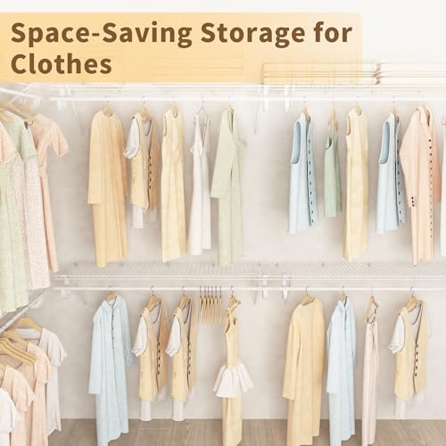 PROWORX Closet Shelves Wall Mounted with Hanging Rod, 2 Pack 4 ft x 12 in White Wire Shelving Kit, Metal Wall Shelf Organizer for Home, Pantry, Laundry Room Storage - Image 5