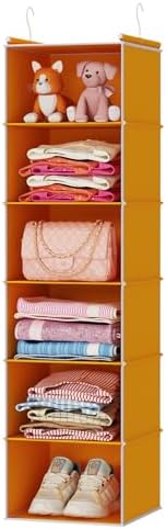 MAX Houser 6 Tier Hanging Closet Organizer with 2 Sturdy Hooks, Yellow by MAXHouser