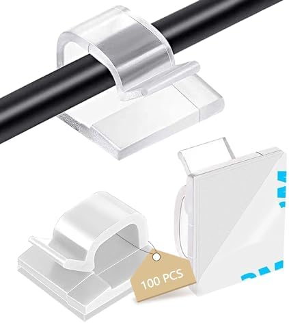 100PCS Cable Clips, Abnii Adhesive Wire Clips Cord Organizer, Large by Abnii