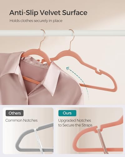 SONGMICS Velvet Hangers 100 Pack, Non-Slip Suit Hangers, Space-Saving - Image 3