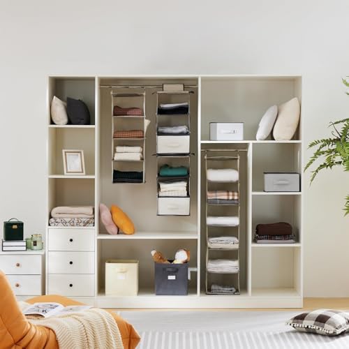 YOUDENOVA Hanging Closet Organizer and Storage for Clothes, 5-Shelf, Beige - Image 2