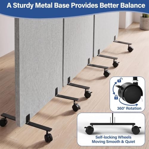 72 x 66 Inch 3 Panel Soundproof Room Divider with Wheels - Image 5