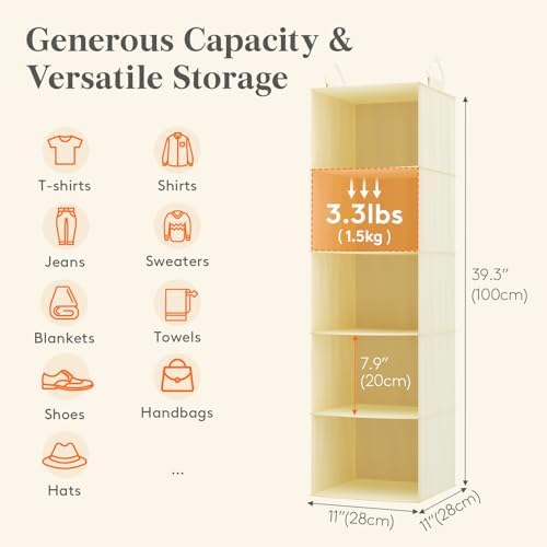 Lifewit Hanging Closet Organizer and Storage for Clothes 5 Tier - Image 3