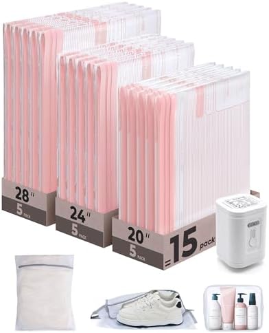 BAGSMART Travel Vacuum Bags with Rechargeable Electric Pump, 18PC Kit by BAGSMART