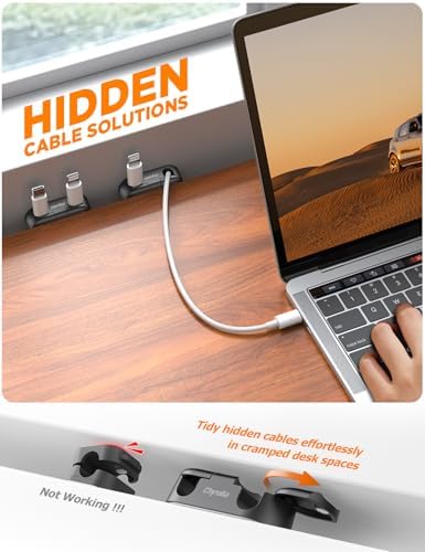 Chfeila 8Pack Magnetic Cable Clips, Dual Slot Cord Holder Clips, Black - Image 3