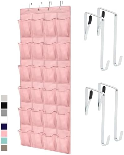 GORILLA GRIP Over the Door Shoe Organizer, 24 Large Pockets, Pink by GorillaGrip