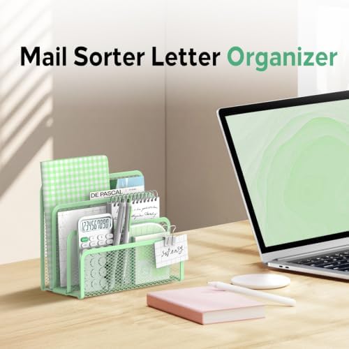 Mail Organizer Countertop for Desk, Mail File Holder with 3-Slot, Green - Image 2