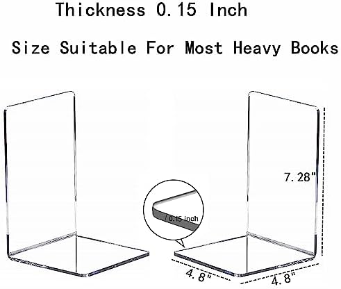 Clear Bookends for Heavy Books,8pcs Acrylic Book Shelf Organizer for Desk,Plastic Heavy Duty Book Holders Standand Invisible Bookshelf Dividers Decorative,Suitable for Office Home Weighted Bookends - Image 2