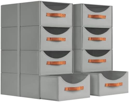 Homsorout Stackable Storage Drawers - Large Collapsible Storage Bins with Drawers, 8 Pack Closet Shelf Organizer Basket, Fabric Pull Out Organizer for Bedroom, Living Room, Dorm, Grey by Homsorout