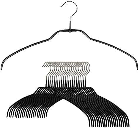 Mawa Reston Lloyd Silhouette Ultra-Thin Series, Non-Slip Space Saving Shirt Hanger, Style 42/FT, Pack of 24, Black, 24 Piece by Mawa