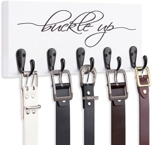 GZOO Tie Rack and Belt Organizer for Closet, Wall Mount Belt Hanger and Tie Organizer for Stores and Displays Mens Accessories for Easy Selection and Space Saving Efficiency(11.4" x 4.7") (White) by UGZOO
