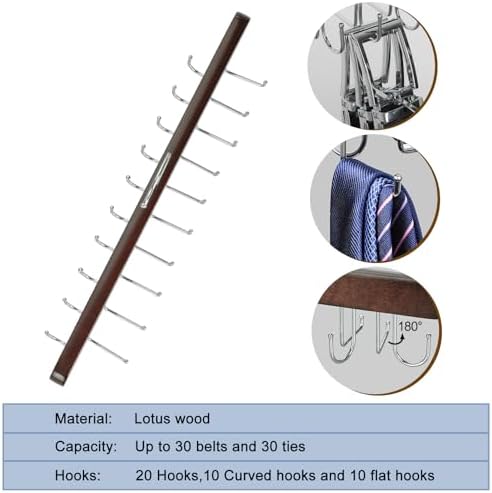TOPIA HANGER 40 Hooks Belt Tie Hanger Space Saving for Closet, 2 in 1 Belt Ties Racks Max 60 Belts with 60 Ties Capacity, Curved with Flat Hooks for Belts,Ties,Bras,Closet Organizers and Storage CT70A - Image 5