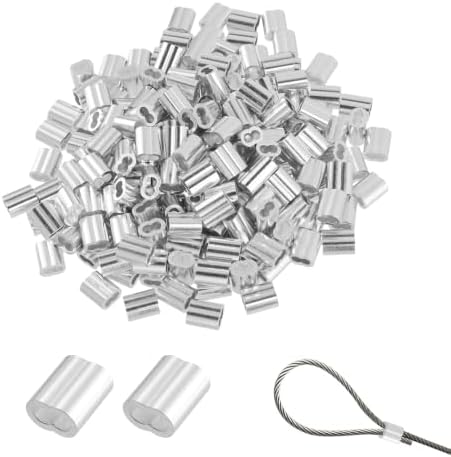 Antrader Cable Crimp Sleeves,1/8" Aluminum Crimping Loop Sleeve,Silver,200Pcs by Antrader