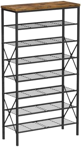 8 Tiers Tall Shoe Rack Organizer, Large Capacity Shoe Rack Holds 32 Pairs of Shoes, Durable and Stable, Adjustable Metal Shelf Stackable Shoe Shelf for Entryway, Hallway, Living Room, Closet by MILEFA