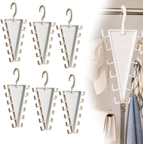 V Shaped Double-Sided Closet Organizer Hanger, 360° Rotating Multi-Layer Vertical Clothes Storage Rack with 12 Hooks, Space Saving Organizer for Hats, Scarves, Belts, Bags and Ties (6PC) by Unknown