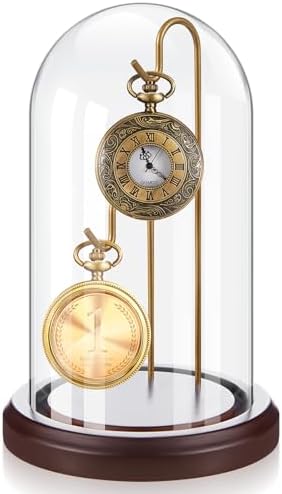 Beeveer 1pc 4x7 Pocket Watch Display Case 2 Hook Walnut Gold by Beeveer