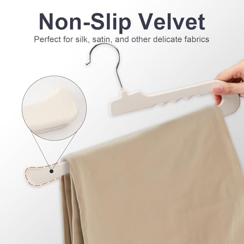 Velvet Pants Hangers - 8 Pack White Non Slip Open Ended Hanger with 360 Swivel Hook - Closet Space Saving Hanger for Heavy Pants, Jeans, Trousers, Scarf - Image 4