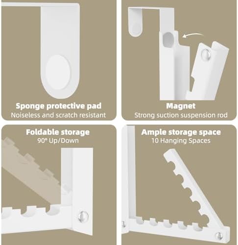 BAKON Over The Door Hooks, Small Space Double Folding Portable Over The Door Drying Rack for Laundry, Bathroom, Bedroom, Travel Storage and Drying (2Pack, White) - Image 4