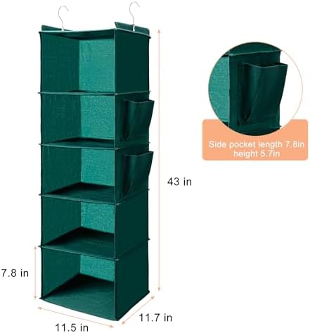 BOOMIBOO Hanging Closet Organize and Shelves,5-Hanging Shelf（Green） - Image 3