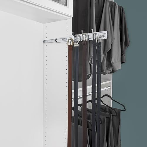Rev-A-Shelf 12" Pull Out Closet Rack for Belts, Ties and Scarves, Accessories Storage Hanger with Mounting Hardware, Chrome, BRC-12CR (2 Pack) - Image 4