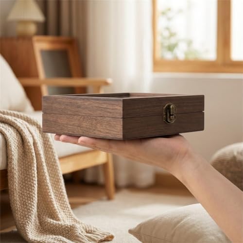 CT SUN Small Wooden Ring & Earring Organizer Box Case, Display Case with HD Glass Lid, Velvet Lining, Organizer for Women Rings Earrings Bracelets Brooches, Compact Size Jewelry Box for traveling - Image 2
