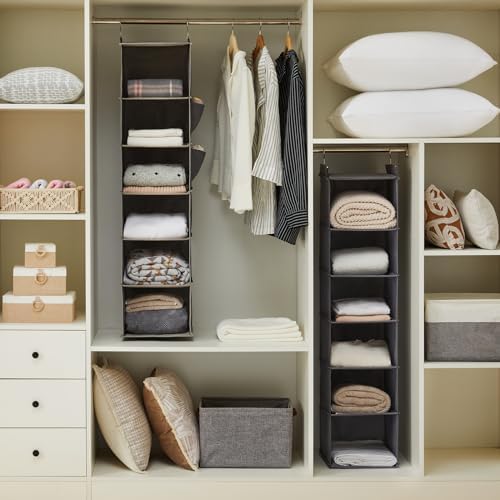 YOUDENOVA Hanging Closet Organizer and Storage, 6-Shelf, 2 Packs, Grey - Image 2