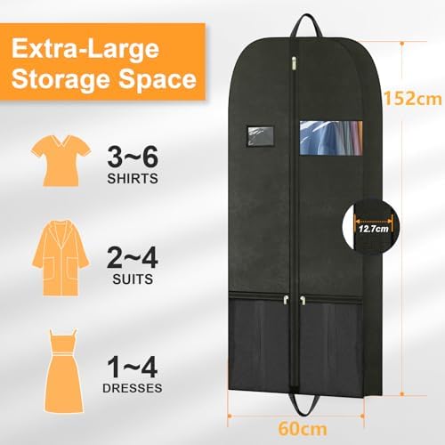 Long Garment Bag 60'' for Womens Dress Long Gowns Hanging Clothes - Image 2