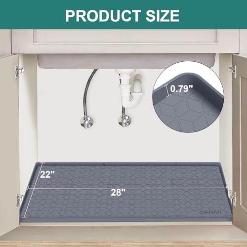Under Sink Mat, 28"x22" Waterproof Tray for Cabinet, Holds 3 Gal - Image 2