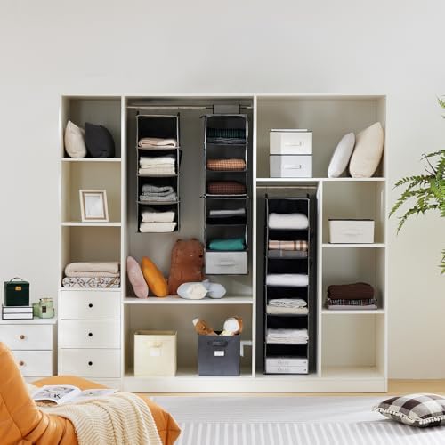 YOUDENOVA Hanging Closet Organizer and Storage for Clothes, 4-Shelf, Grey - Image 2
