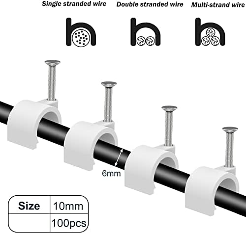 Nail in Cable Clips - 500 Pcs, 10mm, Coax & Speaker Wire Clips, Ethernet & RG6/59 Clamps - Image 3