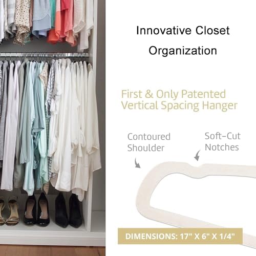 CUTSKY Velvet Hangers 50 Pack, Ultra Slim & Short Neck Hanger, 360 Swivel Hook, Space Saving Durable Non-Slip Felt Hangers,Beige b - Image 7