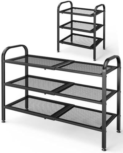 Kitsure Metal Expandable Shoe Rack, 18.1-29.5" x 11.4" x 25.0", Black by Kitsure
