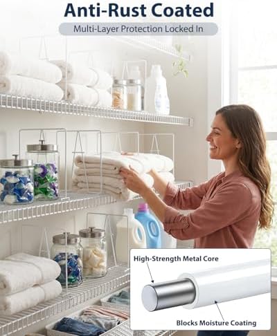 Supforce 4 Pack Wire Shelf Dividers for Closet, 12 x 12in, Bright White - Image 3