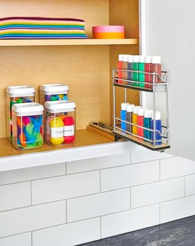 Rev-A-Shelf 3" Pullout Organizer for Cabinets, 2 Tier Narrow Upright Shelf, 5WU2-3N1-1 - Image 3