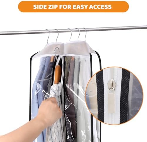 Dntorx 4 Pack Clear Garment Bags, 60" With 10" Gusset, Side Zipper - Image 4