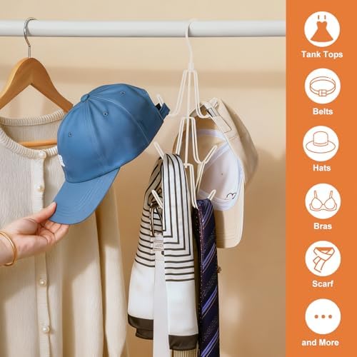 TOPIA HANGER Purse Hanger Organizer for Closet, 2-Pack Handbag Organizer Hanger, 360°Swivel Metal Purse Hooks, Bag Rack, Belt Organizer, Tie Rack, Scarf Hanger, Bag Storage Organizer, Ivory White - Image 4