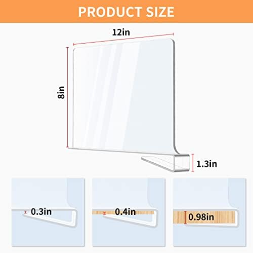 Acrylic Shelf Dividers, 4 Pack Clear Organizers for Closet Organization - Image 4