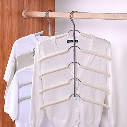 Blouse Tree Hangers Multi-Layer Clothes Hangers 3 Pack 5 in 1 Non Slip Space Saving Closet Organizer Stainless Steel Shirt Hanger Coats Hangers(3 Pack) - Image 2