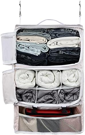 Surblue Hanging Shelves Travel Storage Bag Compression Packing Cube for Suitcase Portable Closet Organizer Collapsible with Extension Layer Large Capacity,Pink,XXL by SURBLUE