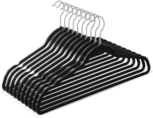 TIMMY 50 Pack Plastic Clothes Hangers, 17.7 in, Black, Non-Slip, Heavy Duty by TIMMY