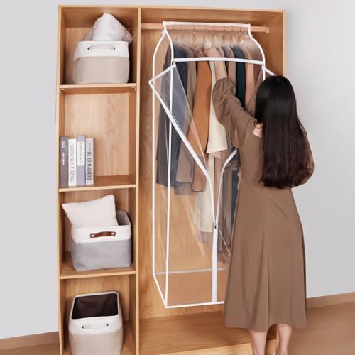 Zilink Dress Bags for Hanging Clothes Clear Garment Rack Cover 60 in, 2Pack - Image 6